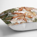 - 8506 - Realhomes Beyaz Zeminli Sonbahar Yaprak Desenli Dijital Baskılı Modern Yastık Kırlent Kılıfı Realhomes