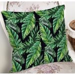 - 8507 - Realhomes Siyah Zemin Üzerinde Yaprak Desenli Dijital Baskılı Modern Yastık Kırlent Kılıfı Realhomes