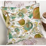 - 8512 - Realhomes Beyaz Zeminli Sonbahar Yaprak Desenli Dijital Baskılı Modern Yastık Kırlent Kılıfı Realhomes