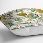 - 8512 - Realhomes Beyaz Zeminli Sonbahar Yaprak Desenli Dijital Baskılı Modern Yastık Kırlent Kılıfı Realhomes