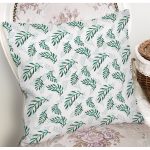 - 8513 - Realhomes Beyaz Zemin Üzerinde Yeşil Yaprak Desenli Yastık Kırlent Kılıfı Realhomes