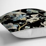 - 8514 - Realhomes Siyah Zemin Üzerinde Rengarenk Çiçek Desenli Yastık Kırlent Kılıfı Realhomes