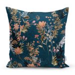 - 8516 - Realhomes Rengarenk Zemin Üzerinde Çiçek Desenli Dijital Baskılı Modern Yastık Kırlent Kılıfı Realhomes