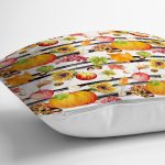 - 8525 - Realhomes Beyaz Zemin Üzerinde Siyah Çizgili Bal Kabağı Desenli Yastık Kırlent Kılıfı Realhomes