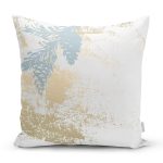 - 8528 - Realhomes Beyaz Zemin Üzerinde Mermer Desenli Dijital Baskılı Modern Yastık Kırlent Kılıfı Realhomes