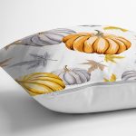 - 8529 - Realhomes  Beyaz Zeminli Bal Kabağı Desenli Dijital Baskılı Modern Yastık Kırlent Kılıfı Realhomes