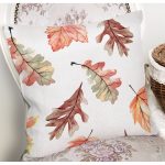 - 8531 - Realhomes Beyaz Zeminli Sonbahar Yaprak Desenli Dijital Baskılı Modern Yastık Kırlent Kılıfı Realhomes