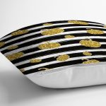 Beyaz Zemin Üzerinde Gold Detaylı Bal Kabağı Desenli Yastık Kırlent Kılıfı Realhomes