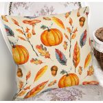 - 8539 - Realhomes Renkli Zeminli Bal Kabağı Desenli Dijital Baskılı Modern Yastık Kırlent Kılıfı Realhomes