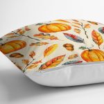 - 8539 - Realhomes Renkli Zeminli Bal Kabağı Desenli Dijital Baskılı Modern Yastık Kırlent Kılıfı Realhomes