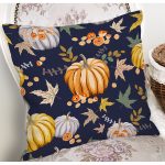 - 8540 - Realhomes  Renkli Zeminli Bal Kabağı Desenli Dijital Baskılı Modern Yastık Kırlent Kılıfı Realhomes