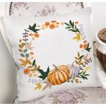 - 8545 - Realhomes  Beyaz Zeminli Bal Kabağı Desenli Dijital Baskılı Modern Yastık Kırlent Kılıfı Realhomes