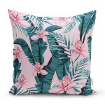 - 8551 - Realhomes Rengarenk Zemin Üzerinde Çiçek Desenli Dijital Baskılı Modern Yastık Kırlent Kılıfı Realhomes