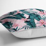 - 8551 - Realhomes Rengarenk Zemin Üzerinde Çiçek Desenli Dijital Baskılı Modern Yastık Kırlent Kılıfı Realhomes