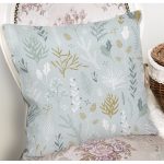 - 8556 - Realhomes Renkli Zemin Üzerinde Yaprak Desenli Dijital Baskılı Modern Yastık Kırlent Kılıfı Realhomes