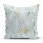 - 8556 - Realhomes Renkli Zemin Üzerinde Yaprak Desenli Dijital Baskılı Modern Yastık Kırlent Kılıfı Realhomes