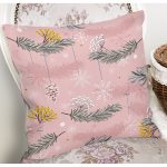 - 8557 - Realhomes Renkli Zemin Üzerinde Kartane Desenli Yaprak Motifli Yastık Kırlent Kılıfı Realhomes