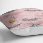 - 8557 - Realhomes Renkli Zemin Üzerinde Kartane Desenli Yaprak Motifli Yastık Kırlent Kılıfı Realhomes