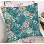 - 8562 - Realhomes Renkli Zemin Üzerinde Yaprak Desenli Dijital Baskılı Modern Yastık Kırlent Kılıfı Realhomes