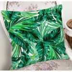 - 8569 - Realhomes  Beyaz Zemin Üzerinde Yeşil Yaprak Desenli Yastık Kırlent Kılıfı Realhomes