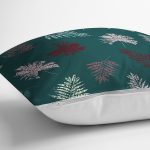 - 8576 - Realhomes  Renkli Zemin Üzerinde Pastel Renkli Yaprak Desenli Modern Yastık Kırlent Kılıfı Realhomes