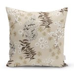 - 8579 - Realhomes Pastel Zeminli Renkli Yaprak Desenli Dijital Baskılı Modern Yastık Kırlent Kılıfı Realhomes