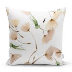 - 8582 - Realhomes Beyaz Zemin Üzerinde Çiçek Desenli Dijital Baskılı Modern Yastık Kırlent Kılıfı Realhomes