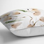 - 8582 - Realhomes Beyaz Zemin Üzerinde Çiçek Desenli Dijital Baskılı Modern Yastık Kırlent Kılıfı Realhomes