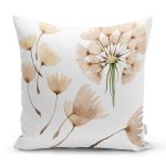 - 8583 - Realhomes Beyaz Zemin Üzerinde Çiçek Desenli Dijital Baskılı Modern Yastık Kırlent Kılıfı Realhomes