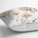 - 8583 - Realhomes Beyaz Zemin Üzerinde Çiçek Desenli Dijital Baskılı Modern Yastık Kırlent Kılıfı Realhomes