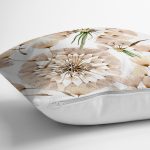 Beyaz Zemin Üzerinde Çiçek Desenli Dijital Baskılı Modern Yastık Kırlent Kılıfı Realhomes