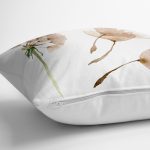 Beyaz Zemin Üzerinde Çiçek Desenli Dijital Baskılı Modern Yastık Kırlent Kılıfı Realhomes