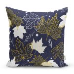 Renkli Zemin Üzerinde Gold Detaylı Yaprak Desenli Modern Yastık Kırlent Kılıfı Realhomes