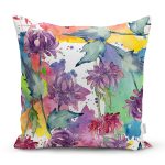 Beyaz Zemin Üzerinde Rengarenk Soyut Çizimli Çiçek Desenli Yastık Kırlent Kılıfı Realhomes