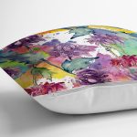 Beyaz Zemin Üzerinde Rengarenk Soyut Çizimli Çiçek Desenli Yastık Kırlent Kılıfı Realhomes