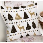 - 8595 - Realhomes Beyaz Zemin Üzerinde Geyik Desenli Dijital Baskılı Modern Yastık Kırlent Kılıfı Realhomes