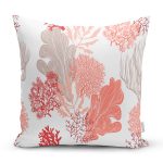 Beyaz Zeminli Renkli Yaprak Desenli Dijital Baskılı Modern Yastık Kırlent Kılıfı Realhomes