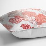 Beyaz Zeminli Renkli Yaprak Desenli Dijital Baskılı Modern Yastık Kırlent Kılıfı Realhomes