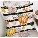 Beyaz Zemin Üzerinde Siyah Çizgili Bal Kabağı Desenli Yastık Kırlent Kılıfı Realhomes