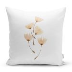 Beyaz Zemin Üzerinde Çiçek Desenli Dijital Baskılı Modern Yastık Kırlent Kılıfı Realhomes