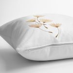 Beyaz Zemin Üzerinde Çiçek Desenli Dijital Baskılı Modern Yastık Kırlent Kılıfı Realhomes