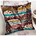 Siyah Zemin Üzerinde Yaprak Desenli Dijital Baskılı Modern Yastık Kırlent Kılıfı Realhomes