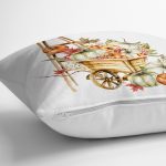 Beyaz Zeminli Balkabağı Desenli Dijital Baskılı Modern Yastık Kırlent Kılıfı Realhomes