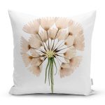 - 8604 - Realhomes Beyaz Zemin Üzerinde Çiçek Desenli Dijital Baskılı Modern Yastık Kırlent Kılıfı Realhomes