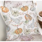 - 8605 - Realhomes Beyaz Zeminli Balkabağı Desenli Dijital Baskılı Modern Yastık Kırlent Kılıfı Realhomes