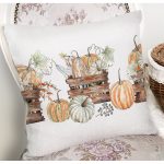 Beyaz Zeminli Balkabağı Desenli Dijital Baskılı Modern Yastık Kırlent Kılıfı Realhomes