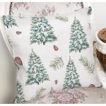 - 8609 - Realhomes  Beyaz Zemin Üzerinde Çamağacı Desenli Dijital Baskılı Modern Yastık Kırlent Kılıfı Realhomes