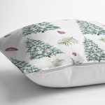 - 8609 - Realhomes  Beyaz Zemin Üzerinde Çamağacı Desenli Dijital Baskılı Modern Yastık Kırlent Kılıfı Realhomes