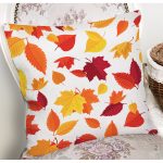 Beyaz Zemin Üzerinde Sonbahar Renkli Yaprak Desenli Yastık Kırlent Kılıfı Realhomes