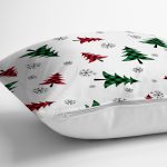 - 8616 - Realhomes Beyaz Zemin Üzerinde Ekoseli Çamağacı Desenli Dijital Baskılı Modern Yastık Kılıfı Realhomes